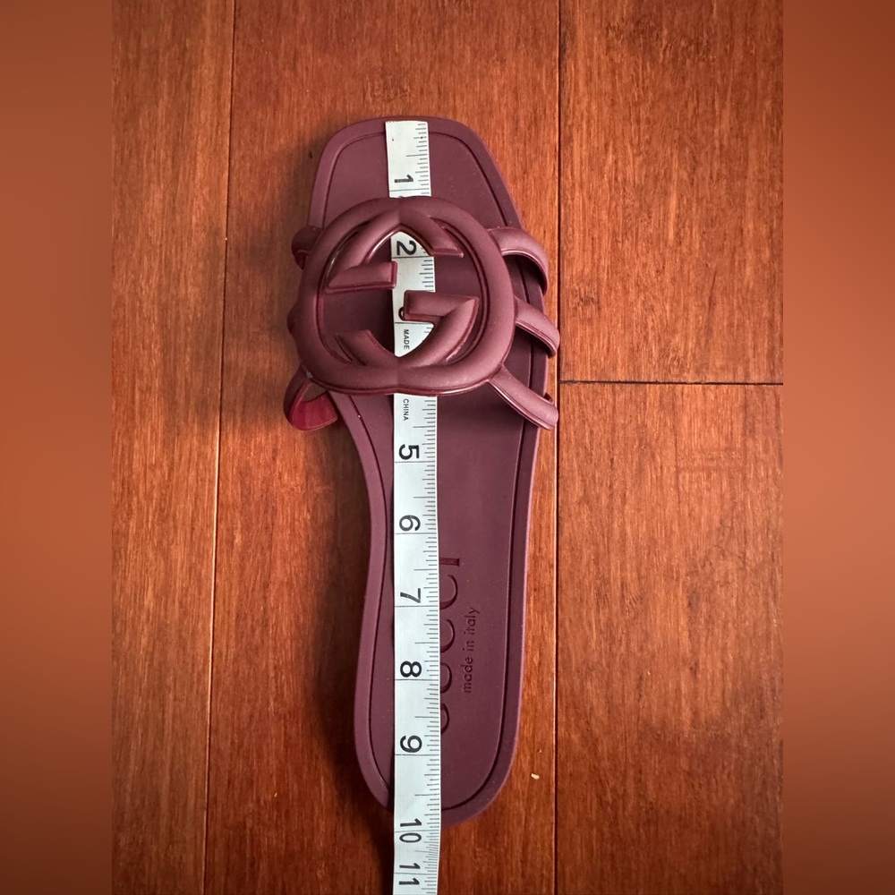 Gucci Palma Interlocking Logo Details Slide Rubber Sandals Burgundy EU 38 - Picture 9 of 10